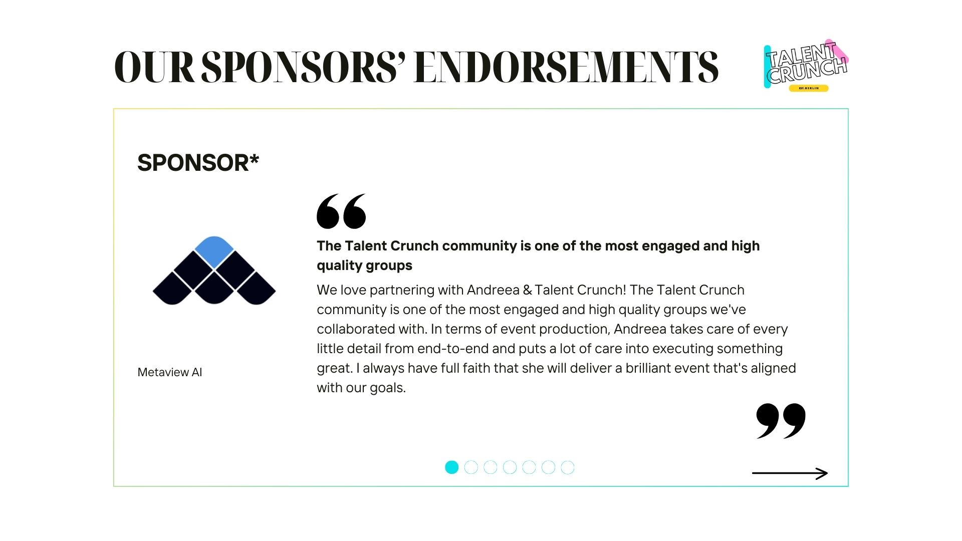 Extract from Sponsors feedback for Talent Crunch events and community

