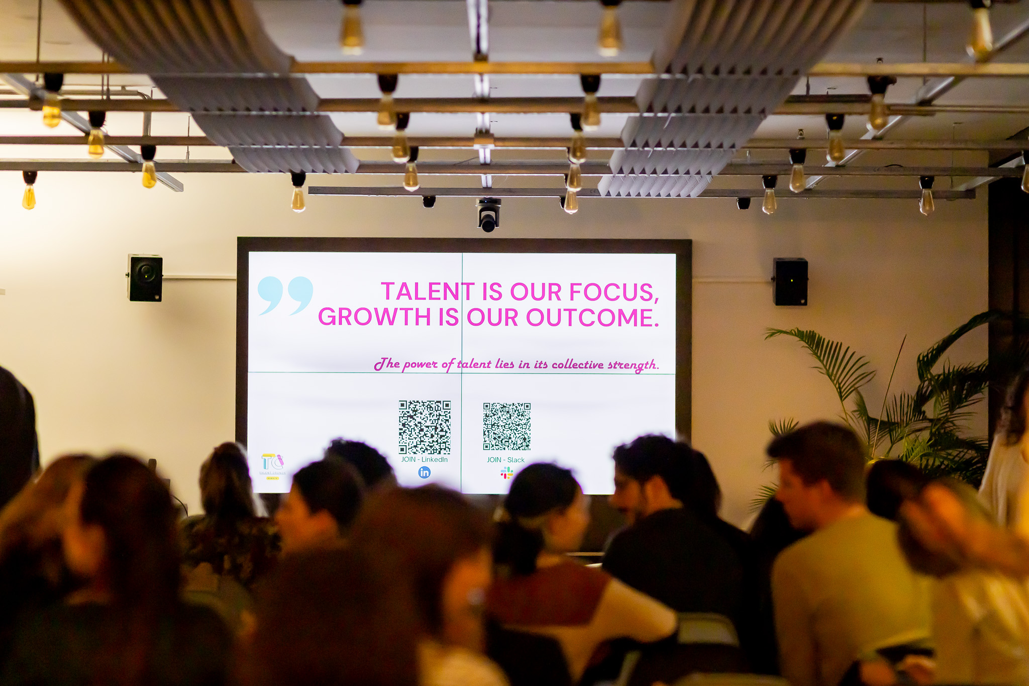 Talent Crunch Berlin community members engaging at Mindspace event, with 103 professionals networking in an open space