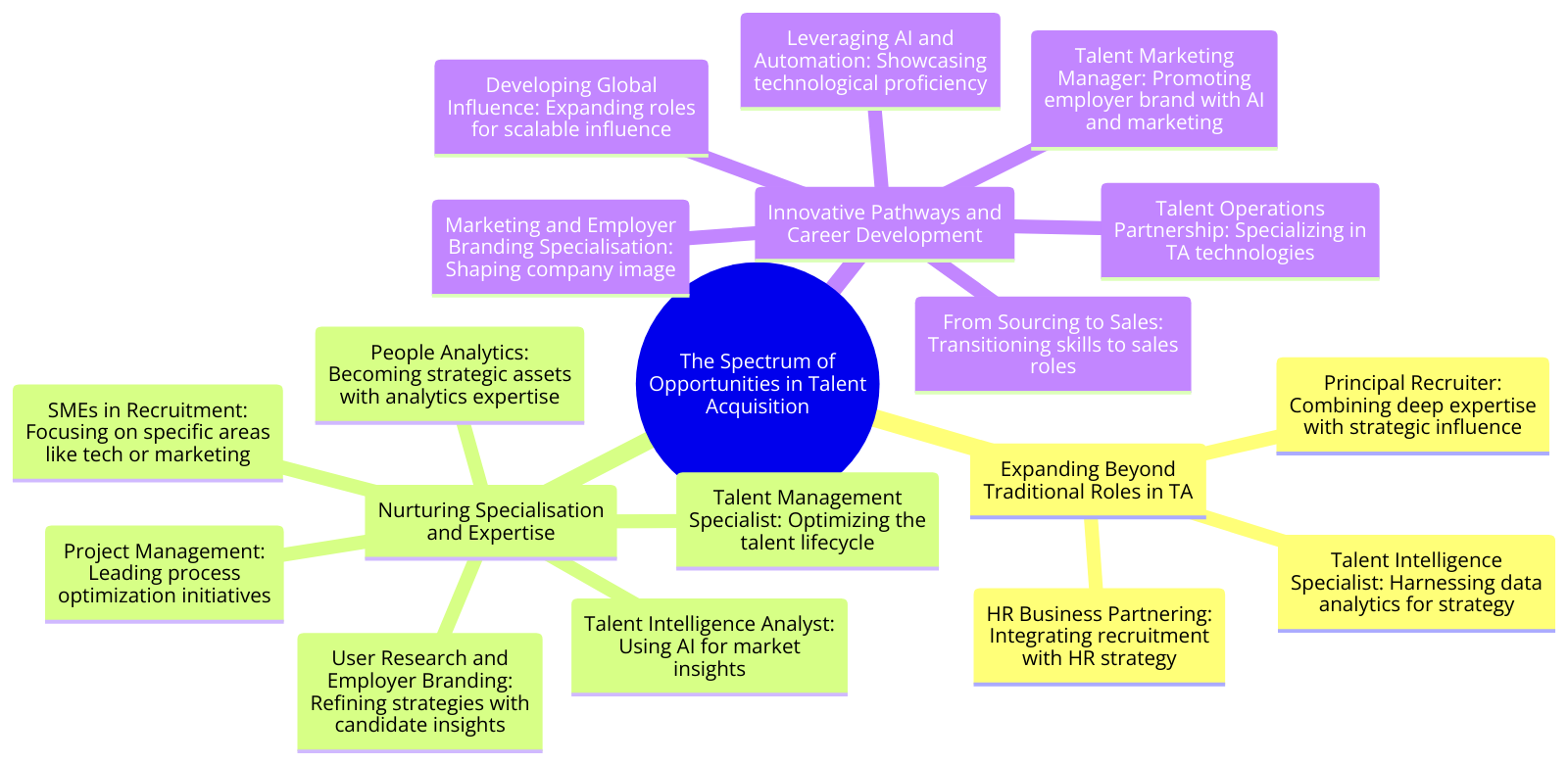GenAi Diagram Showing the various opportunities for the TA career spectrum